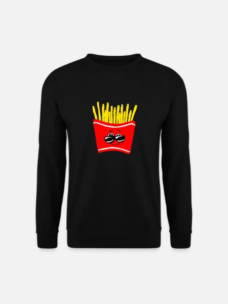 Lächelnde Pommes Frites mit Sonnenbrille - Unisex Pullover - Schwarz