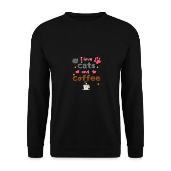 I love cats and coffee - Unisex Pullover - Schwarz - Vorne - Alina (178cm) & Michal (187cm)
