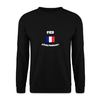 fier d être français bleu blanc rouge drapeau - Sweat-shirt Unisexe - noir - Devant - Alina (178cm) & Michal (187cm)