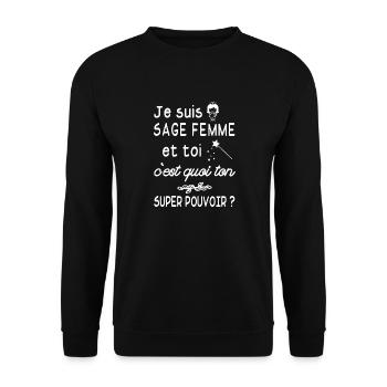 je suis sage femme - Sweat-shirt Unisexe - noir - Devant - Alina (178cm) & Michal (187cm)