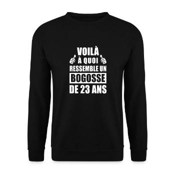 bogosse de 23 ans / cadeau anniversaire 23 ans - Sweat-shirt Unisexe - noir - Devant - Alina (178cm) & Michal (187cm)