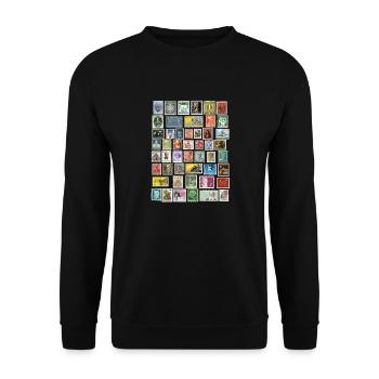 Design of postage stamps - Unisex Sweatshirt - black - Front - Alina (178cm) & Michal (187cm)