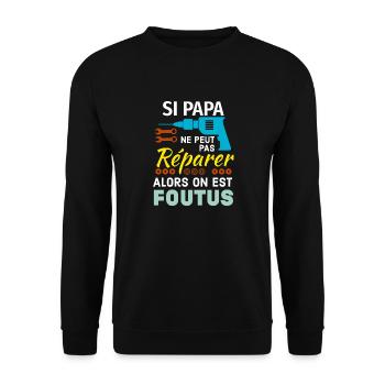 Papa réparateur - Sweat-shirt Unisexe - noir - Devant - Alina (178cm) & Michal (187cm)