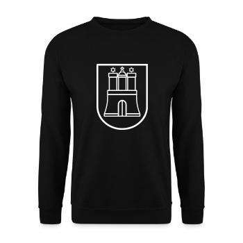 Hamburg Symbol rot - Unisex Pullover - Schwarz - Vorne - Alina (178cm) & Michal (187cm)