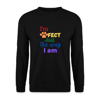 Je suis Pawfect juste la façon dont je suis Rainbow Chien parfait - Sweat-shirt Unisexe - noir - Devant - Alina (178cm) & Michal (187cm)