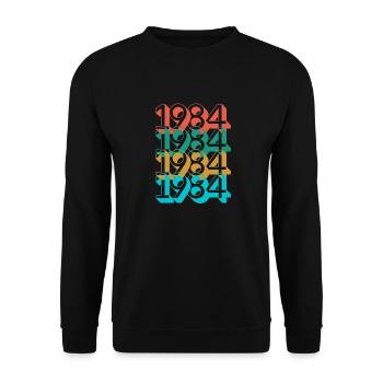 Geburtstag 1984 Retro 1984 geboren Jahr 1984 - Unisex Pullover - Schwarz - Vorne - Alina (178cm) & Michal (187cm)