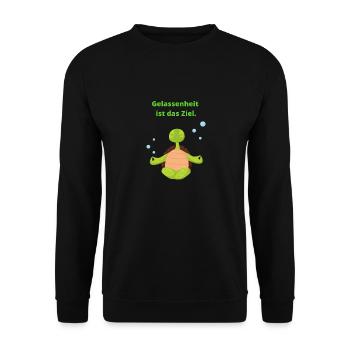 Gelassenheit ist das Ziel. - Unisex Pullover - Schwarz - Vorne - Alina (178cm) & Michal (187cm)