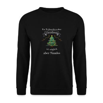 Christbaum Weihnachten Geschenk Winter Girlande - Unisex Pullover - Schwarz - Vorne - Alina (178cm) & Michal (187cm)