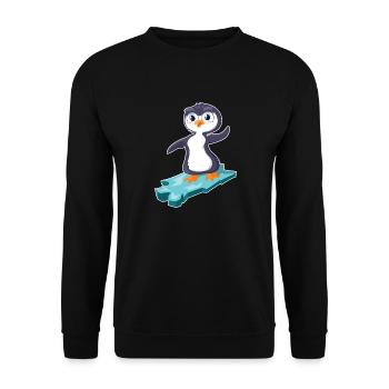 Un pingouin surfe sur une banquise - Sweat-shirt Unisexe - noir - Devant - Alina (178cm) & Michal (187cm)