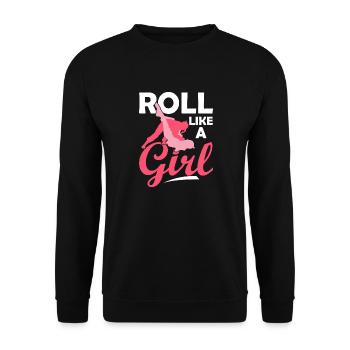 Roll Like A Girl Jiu Jitsu BJJ MMA Jujitsu - Unisex Pullover - Schwarz - Vorne - Alina (178cm) & Michal (187cm)