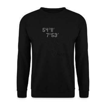 Helgoland koordinaten mit düne und werbung - Unisex Pullover - Schwarz - Vorne - Alina (178cm) & Michal (187cm)