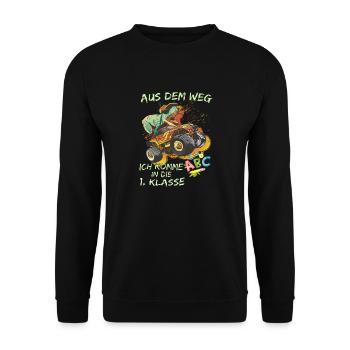 Enrollment 2022 Dino Monster Truck Shirt - Unisex Sweatshirt - black - Front - Alina (178cm) & Michal (187cm)
