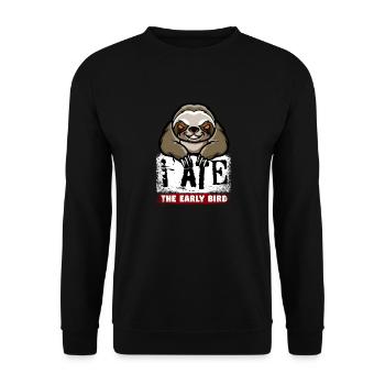 Paresse maléfique. Pour les grouches du matin et les lève-tard - Sweat-shirt Unisexe - noir - Devant - Alina (178cm) & Michal (187cm)