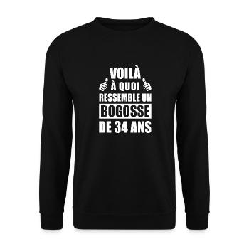 bogosse de 34 ans / cadeau anniversaire 34 ans - Sweat-shirt Unisexe - noir - Devant - Alina (178cm) & Michal (187cm)