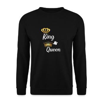 King and Queen für alle Liebespaare - Unisex Pullover - Schwarz - Vorne - Alina (178cm) & Michal (187cm)