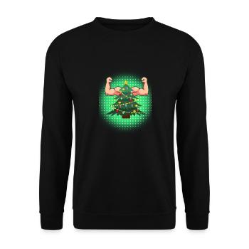 Christmas Muskelbaum - Unisex Pullover - Schwarz - Vorne - Alina (178cm) & Michal (187cm)