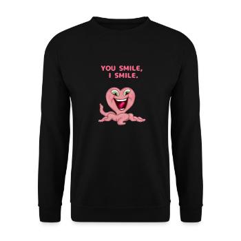 DU LÄCHELST, ICH LÄCHLE. SÜSSES TIER - Unisex Pullover - Schwarz - Vorne - Alina (178cm) & Michal (187cm)