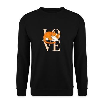 Love Cat orange - for dark background - Unisex Sweatshirt - black - Front - Alina (178cm) & Michal (187cm)