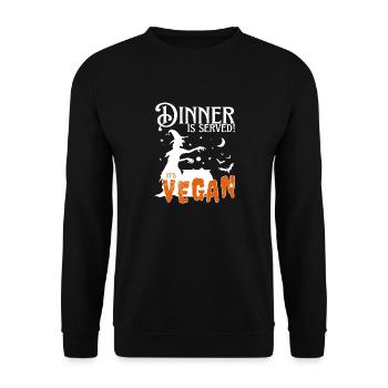 Veganes Hexen-Halloween-Party-Dinner wird serviert - Unisex Pullover - Schwarz - Vorne - Alina (178cm) & Michal (187cm)
