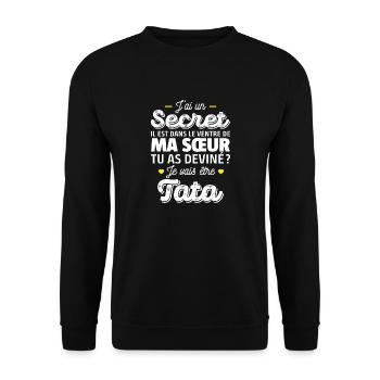 Secret / je vais être tata / future tata - Sweat-shirt Unisexe - noir - Devant - Alina (178cm) & Michal (187cm)