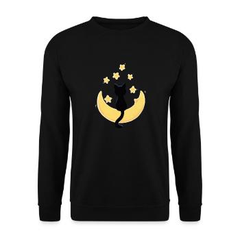 Chat lune - Sweat-shirt Unisexe - noir - Devant - Alina (178cm) & Michal (187cm)