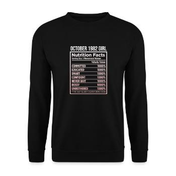 October 1982 - 40th birthday gift. Wife. - Unisex Sweatshirt - black - Front - Alina (178cm) & Michal (187cm)