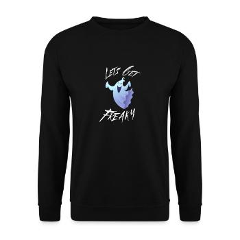 Lets Get Freaky Happy Halloween Dancing Ghost - Unisex Sweatshirt - black - Front - Alina (178cm) & Michal (187cm)