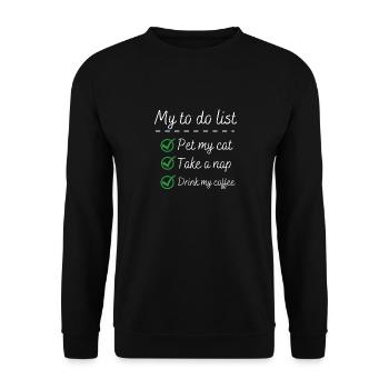 ma liste de choses à faire cat lover cat coffee shirt - Sweat-shirt Unisexe - noir - Devant - Alina (178cm) & Michal (187cm)
