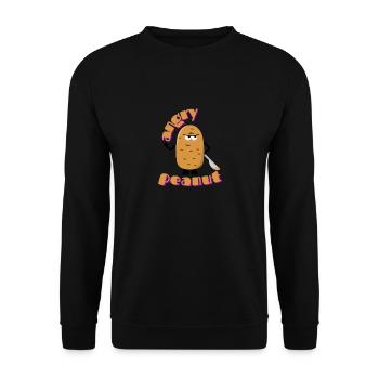 Böse Erdnuss Angry Peanut Lustiges Witziges Design - Unisex Pullover - Schwarz - Vorne - Alina (178cm) & Michal (187cm)