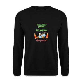 Rasenmäher der Bier bringt - Unisex Pullover - Schwarz - Vorne - Alina (178cm) & Michal (187cm)