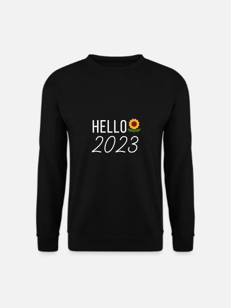 hello 2023 sunflower welcome 2023 shirt new year 1 - Unisex Sweatshirt - black