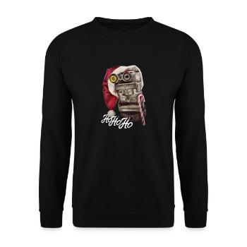 HoHoHo Autoteile mit Weihnachtsmütze - Unisex Pullover - Schwarz - Vorne - Alina (178cm) & Michal (187cm)