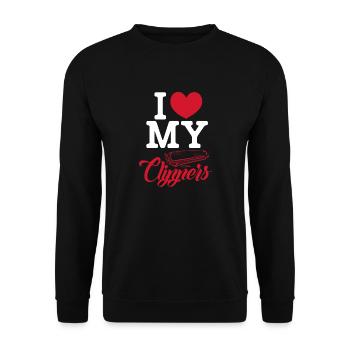 I love my clippers Design for a barber - Unisex Pullover - Schwarz - Vorne - Alina (178cm) & Michal (187cm)