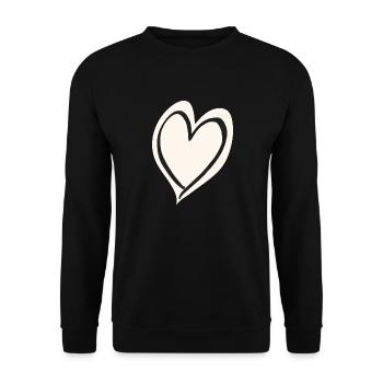 Herz weiß schwarz - Unisex Pullover - Schwarz - Vorne - Alina (178cm) & Michal (187cm)