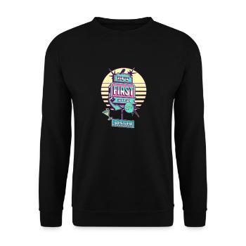 But First Salsa Retro Diner, Vintage, Dance Design - Unisex Pullover - Schwarz - Vorne - Alina (178cm) & Michal (187cm)