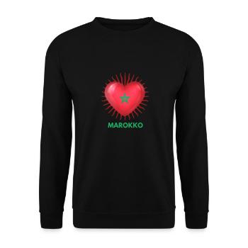 WM in Katar I Love Marokko Fanartikel - Unisex Pullover - Schwarz - Vorne - Alina (178cm) & Michal (187cm)