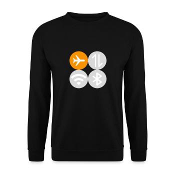 Quick Menu Flug Modus - Unisex Pullover - Schwarz - Vorne - Alina (178cm) & Michal (187cm)