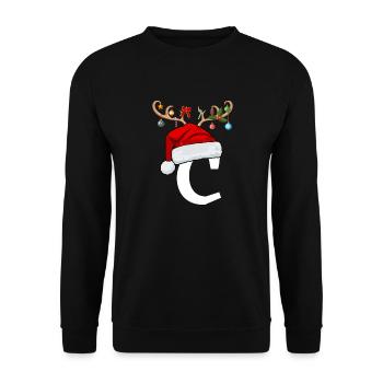 Lettre C bonnet de Noël - Sweat-shirt Unisexe - noir - Devant - Alina (178cm) & Michal (187cm)