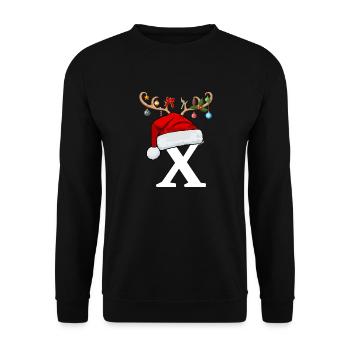 Brief X Weihnachtsmütze - Unisex Pullover - Schwarz - Vorne - Alina (178cm) & Michal (187cm)