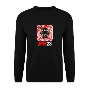 ANIME SAMURAI FASHION DESIGN, Japan Kawaii Anime - Unisex Pullover - Schwarz - Vorne - Alina (178cm) & Michal (187cm)