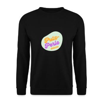 Putzperle Deluxe - Unisex Pullover - Schwarz - Vorne - Alina (178cm) & Michal (187cm)