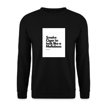 Smoke Cigar to look like a Mafiaboss - Unisex Pullover - Schwarz - Vorne - Alina (178cm) & Michal (187cm)