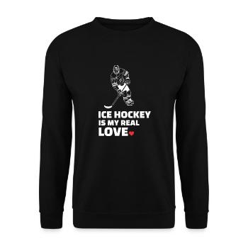 I love ice hockey - Unisex Sweatshirt - black - Front - Alina (178cm) & Michal (187cm)
