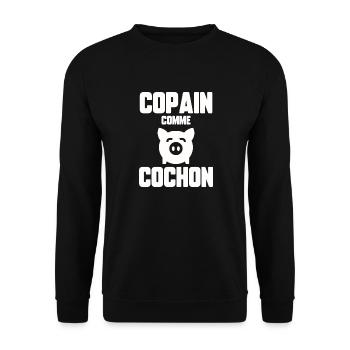 Copain comme cochon - Sweat-shirt Unisexe - noir - Devant - Alina (178cm) & Michal (187cm)