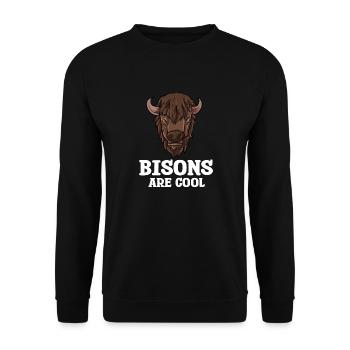 Bison Büffel Buffalo Nationalpark Wildnis Western - Unisex Pullover - Schwarz - Vorne - Alina (178cm) & Michal (187cm)