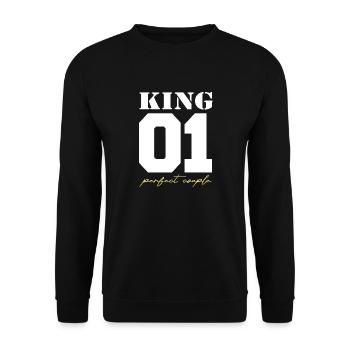 King and Queen King couple white and gold - Unisex Pullover - Schwarz - Vorne - Alina (178cm) & Michal (187cm)