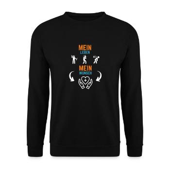 Mein Leben Mein Wunsch - Unisex Pullover - Schwarz - Vorne - Alina (178cm) & Michal (187cm)