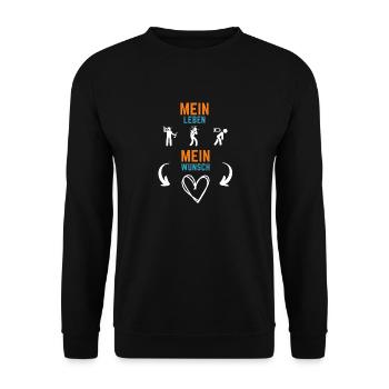Mein Leben Mein Wunsch - Unisex Pullover - Schwarz - Vorne - Alina (178cm) & Michal (187cm)