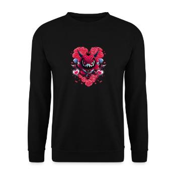 Valentine's Day | Monster | Heart | Roses | Valentine - Unisex Sweatshirt - black - Front - Alina (178cm) & Michal (187cm)