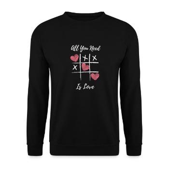 Valentinstags T-Shirt - Tic Tac Toe - Unisex Pullover - Schwarz - Vorne - Alina (178cm) & Michal (187cm)